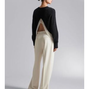 NWT & Other Stories Black Sweater with Pearl fringe